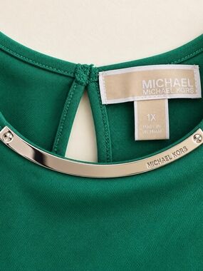 Michael Kors Green Necklace-Accent Dress Top